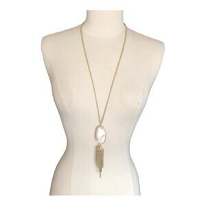 Kendra Scott Rayne Rose Gold Long Pendant Necklace in Ivory Mother-of-Pearl